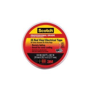 3M Scotch 35 Vinyl Color Coding Electrical Tape, 32 to 221 Degree F, 1250 mV Dielectric Strength, 66' Length x 3/4" Width, Red