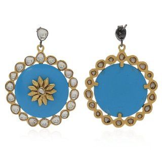 Sterling Silver Blue Color Resin Gemstone Cz Earrings Jewelry Handmade Exclusive Female Handmade Designer Jewelry