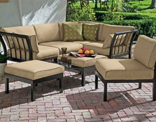Outdoor Patio Sectional 7 Piece Stylish Furniture Sofa Set Seats Deep Seating  Patio, Lawn & Garden