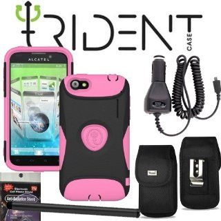 Alcatel Venture One Touch Ultra 995 Trident Aegis Pink Heavy Duty Protective Case, Hard Shell and Silicone Gel, with Screen Protector and Car Charger, Stylus Pen, Radiation Shield and Metal Clip Case that fits your phone with the Cover on it. Cell Phones 