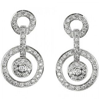 Diamond Circle of Love Earrings   14k White 3/8cttw Dangle Earrings Jewelry