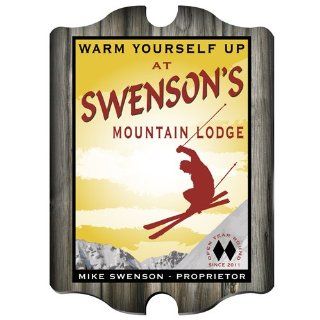 Vintage Personalized Ski Lodge Pub Sign   Home Decor Products