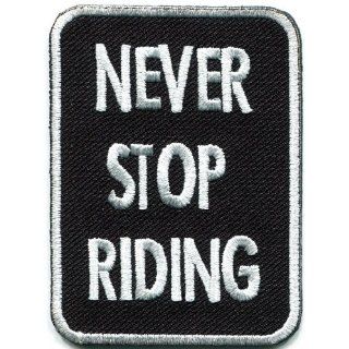 Never Stop Riding Biker Slogan Retro Motorcycle Applique Iron on Patch G 107 Handmade Design From Thailand Patio, Lawn & Garden