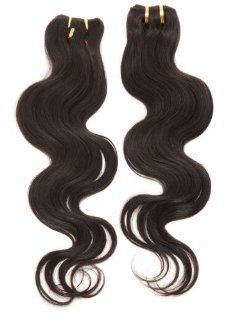20 Inches Grade AAA   Indian Remy Wavy Off Black Human Hair Extensions   Colour #1B (1 Pc)  Beauty