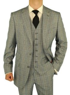 Bianco Brioni Men's Four Piece Vested Side Vent Suit Extra Pants at  Mens Clothing store Business Suit Pants Sets