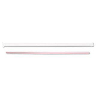 Boardwalk 2851S 7 3/4 Inch Length Wrapped Jumbo Straw, White With Red Stripes, Packs of 500 (Pack of 24)