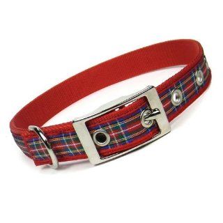 Medium Royal Stewart Plaid Metal Buckle Dog Collar, 3/4" Width  Pet Collars 