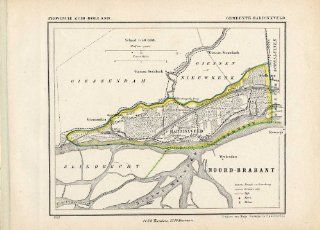 Antique Map NETHERLANDS TOWN PLAN HARDINXVELD ZUID HOLLAND Kuyper Kuijper 1865   Lithographic Prints