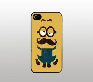 Minion Mustache Snap On Case for Apple iPhone 4 4s   Hard Plastic   Black   Cool Custom Cover   Minions Cell Phones & Accessories