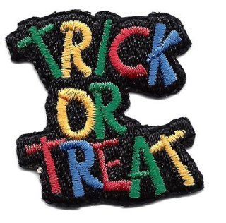 Halloween "TRICK OR TREAT" Greeting, Multi colored Iron On Applique, Words 