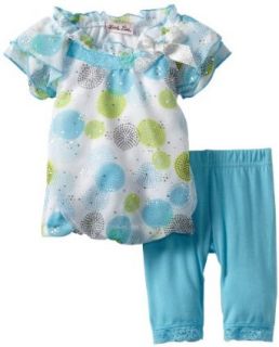 Little Lass Baby Girls Infant 2 Piece Capri Set with Dots, Turquoise, 6 9 Months Infant And Toddler Clothing Sets Clothing