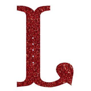 Grasslands Road 6 1/2 Inch Glitter Red Monogram Initial Ornament with Metallic Red Cord Hanger, Letter L   Decorative Hanging Ornaments
