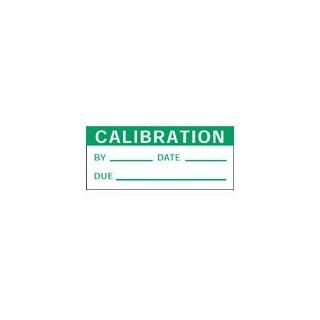 Brady B 500 Green on White Write On Vinyl Cloth Calibration Label   1 1/2 in Width   5/8 in Height   Printed Text  CALIBRATION   WO 10 [PRICE is per CARD]  All Purpose Labels 