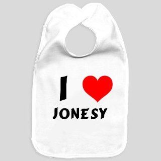 Baby bib with I Love Jonesy (first name/surname/nickname)  Baby