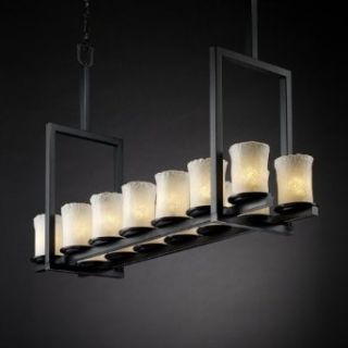 Justice Design Group GLA 8764 16 WTFR NCKL Brushed Nickel with White Frosted Shades Veneto Luce Dakota 14 Light Tall Bridge Chandelier from the Veneto Luce Collection    