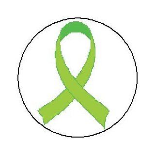 LIME GREEN AWARENESS RIBBON Pinback Button 1.25" Pin / Badge (Lymphoma, Lyme Disease, Adoption, Mental Health) 