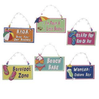 Club Pack of 12 Beach Party Humorous Wooden Plaque Signs 6.5"   Decorative Plaques