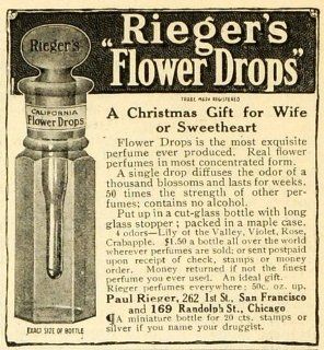 1910 Ad Paul Rieger California Flower Drops Perfume Bottle Wife Christmas Gift   Original Print Ad  