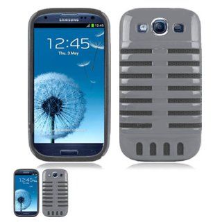 Samsung Galaxy S III I9300 Silver Microphone Design Case+ Free Clear Screen Protector Cell Phones & Accessories