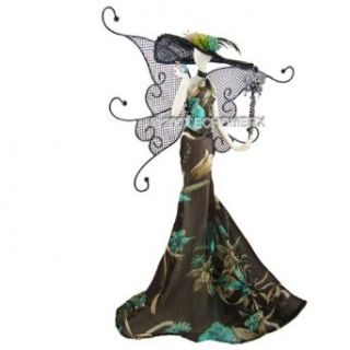 Butterfly Lady Mannequin Jewelry Holder Black Blue Jewelry Towers Clothing