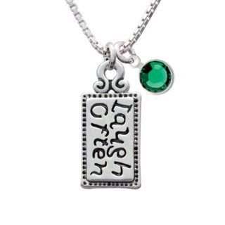 Laugh Often Charm Necklace with Amethyst Crystal Drop Pendant Necklaces Jewelry