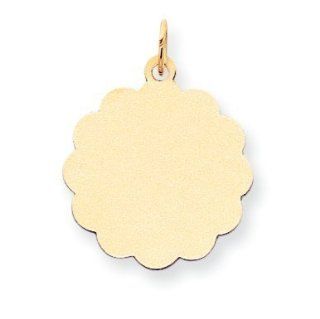 14k Gold .027 Gauge Engraveable Scalloped Disc Charm Jewelry