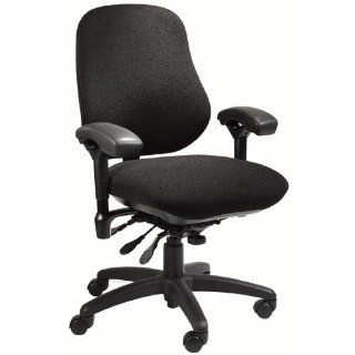 BodyBilt J2509 Black Fabric XL High Back Thoracic Support Task Ergonomic Chair with Arms, 22" Length x 21.50" Width Backrest, 23" Width Seat, Grade 1
