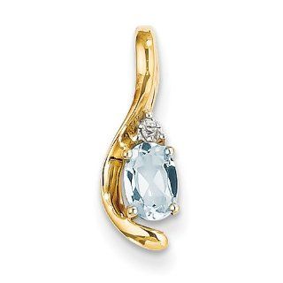 14k Diamond & Aquamarine Pendant, Best Quality Free Gift Box Satisfaction Guaranteed Jewelry