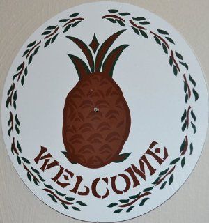 15 1/2 Inch Diameter Design Has a Large Stylized Pineapple, Ripe with Color, At the Center. The Pineapple, an Important Symbol of Welcome in Colonial Times, Brings Warmth and Hospitality for All Who Enter. Leaves and Flowers Are Added to Promise That You W