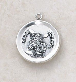 Sterling Silver St. Michael the Archangel Medal with 20" Chain. St. Michael the Archangel Is Known for Protection As Well As the Patron of Against Danger At Sea, Against Temptations, Ambulance Drivers, Artists, Bakers, Bankers, Banking, Barrel Makers,