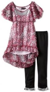 Almost Famous Girls  Animal Print Set, Fuchsia Pink, Small Clothing