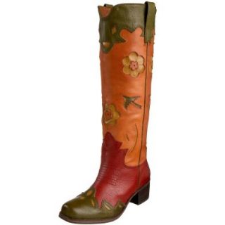 Lucky Brand Women's Holly Western Boot, Aloe/Rust Red, 5 M US Shoes