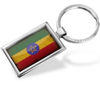 Keychain Ethiopian Flag with a vintage look   Neonblond Clothing