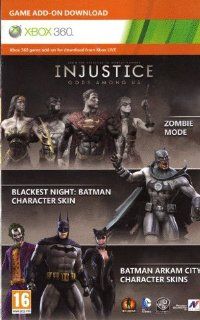 Injustice  Gods Among Us   Zombie Mode   Blackest Night  Arkham City Catwoman/Joker/Batman Skins DLC Code Card XBOX 360 Video Games