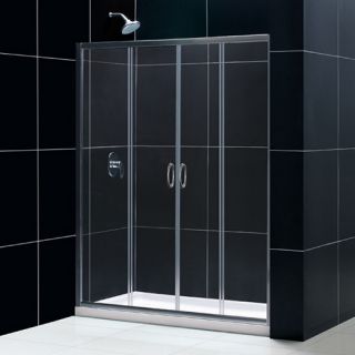 Dreamline DL6960C04CL Frameless Shower Door, 30 by 60 Visions Sliding amp; SlimLine Single Threshold Base Center Drain