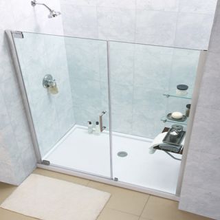 Dreamline DL6204L01CL Frameless Shower Door, 32 by 60 Elegance Pivot amp; SlimLine Single Threshold Base Left Hand Drain