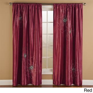 Jeffrey Fabrics Cheryl Embroidered Faux Silk Curtain Panel Pair Red Size 50 X 84