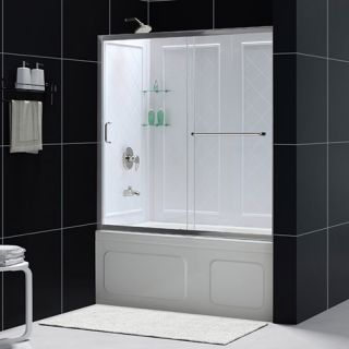 Dreamline DL699201CL Bathtub Shower Door, 56 to 60 InfinityZ Frameless Sliding amp; QWALLTub Backwalls Kit