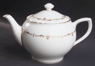 Royal Worcester Gold Chantilly Teapot & Lid, Fine China Dinnerware   Gold Scroll