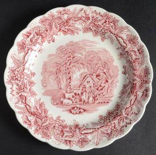 Booths British Scenery Pink Luncheon Plate, Fine China Dinnerware   Pink Grapevi
