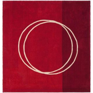 Handmade Rodeo Drive Circle Of Life Red/ Ivory N.Z. Wool Rug (8 Square)