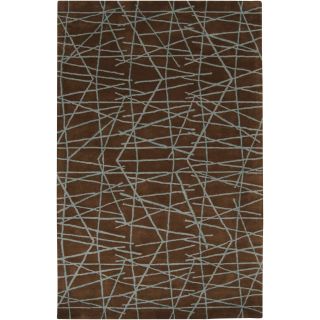 Hand tufted Seatak Brown Wool Geometric Lines Rug (2 X 3)