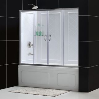Dreamline DL699504CL Bathtub Shower Door, 56 to 60 Visions Frameless Sliding amp; QWALLTub Backwalls Kit