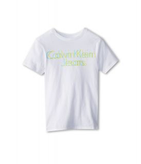 Calvin Klein Kids Overlay Crew Neck Tee Boys T Shirt (White)