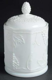 Colony Harvest Milk Glass Small Canister & Lid   Milk Glass          Grapes And