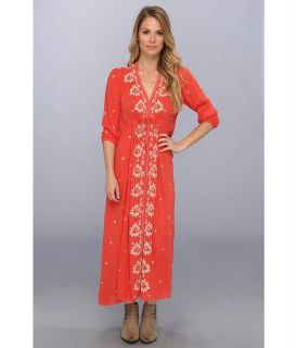 Free People Embroidered V Dress Womens Dress (Red)