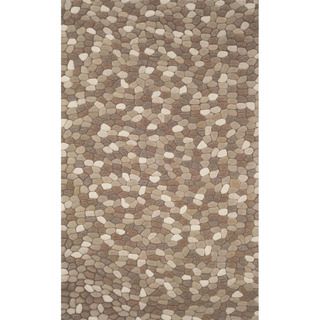 Stones Neutral Abstract Indoor Wool Rug (8 X 10)