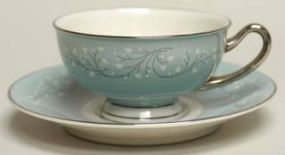 Syracuse Minuet Footed Cup & Saucer Set, Fine China Dinnerware   Off White Leave