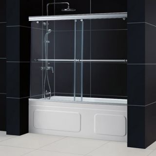 Dreamline DL699704CL Bathtub Shower Door, 56 to 60 Charisma Frameless Bypass Sliding amp; QWALLTub Backwalls Kit