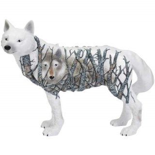Nobile Winter Wolves Amongst The Trees Looking at You Figurine   Statues